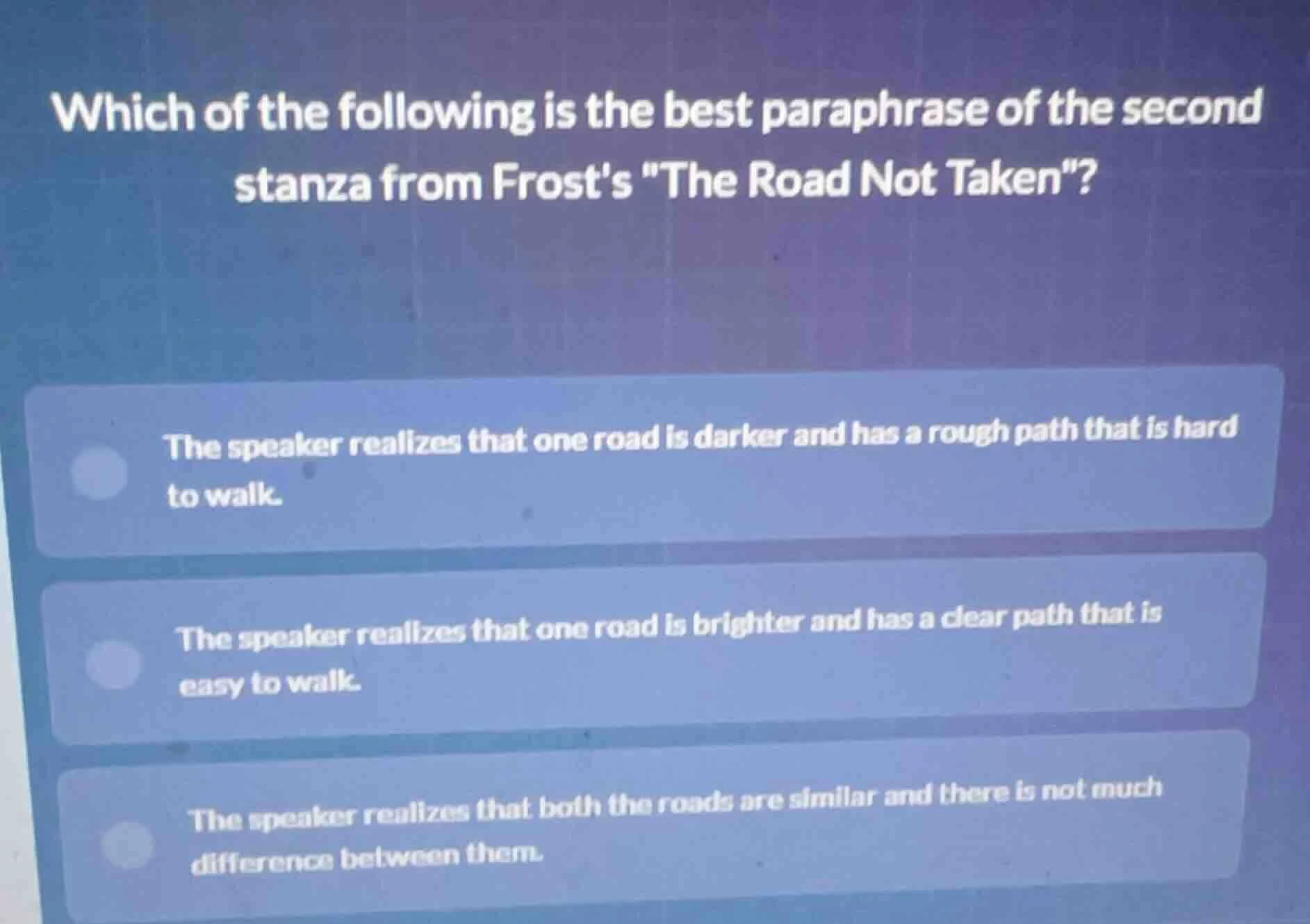 which of the following is the best paraphrase of the second stanza from…
