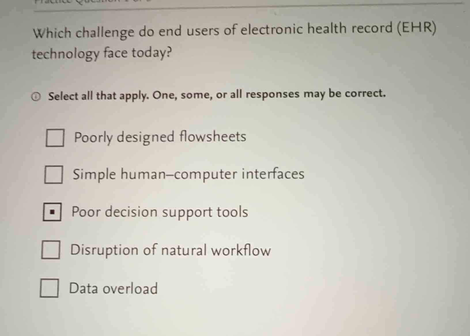 which challenge do end users of electronic health record (ehr) technolo…