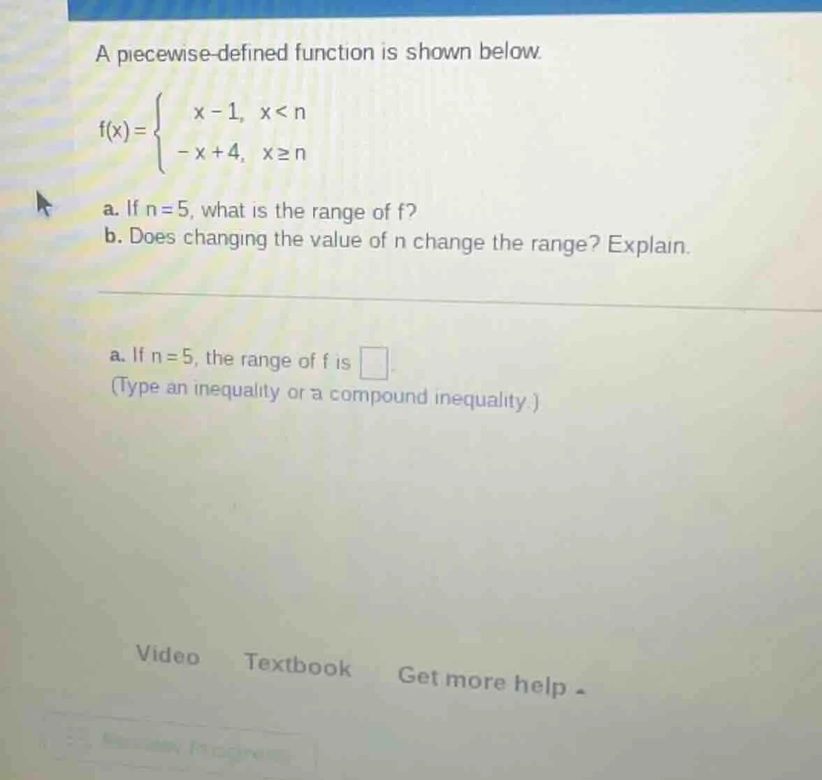 a piecewise - defined function is shown below. $f(x)=\begin{cases}x - 1…