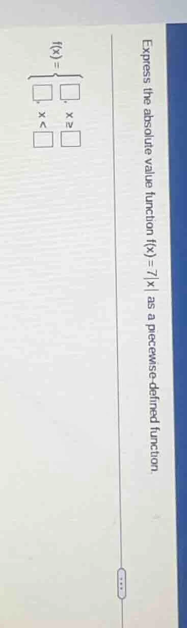 express the absolute value function f(x)=7|x| as a piecewise - defined …