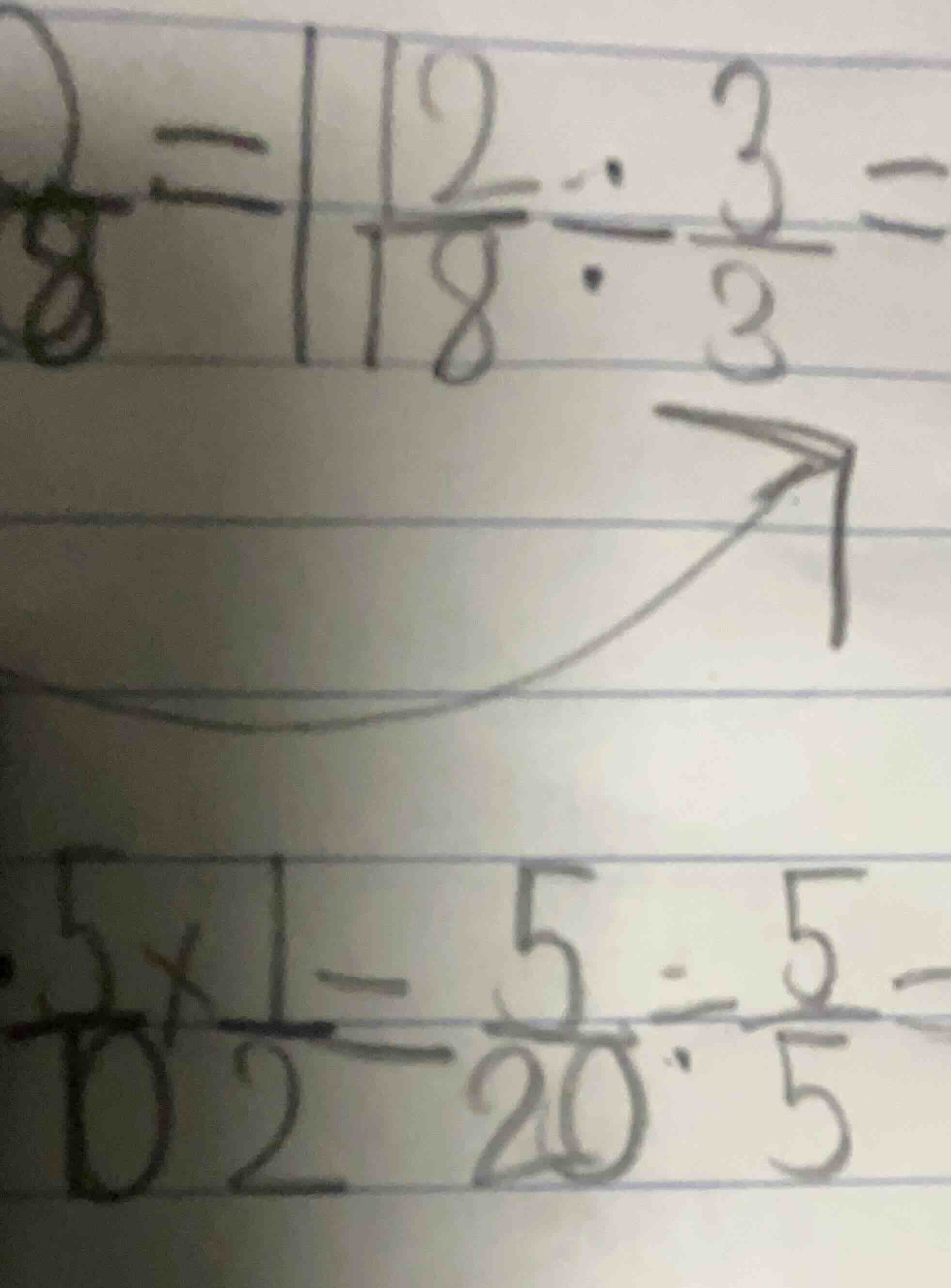 1\\frac{2}{8} \\div \\frac{3}{3} = \\frac{5}{20} \\div \\frac{5}{5} =