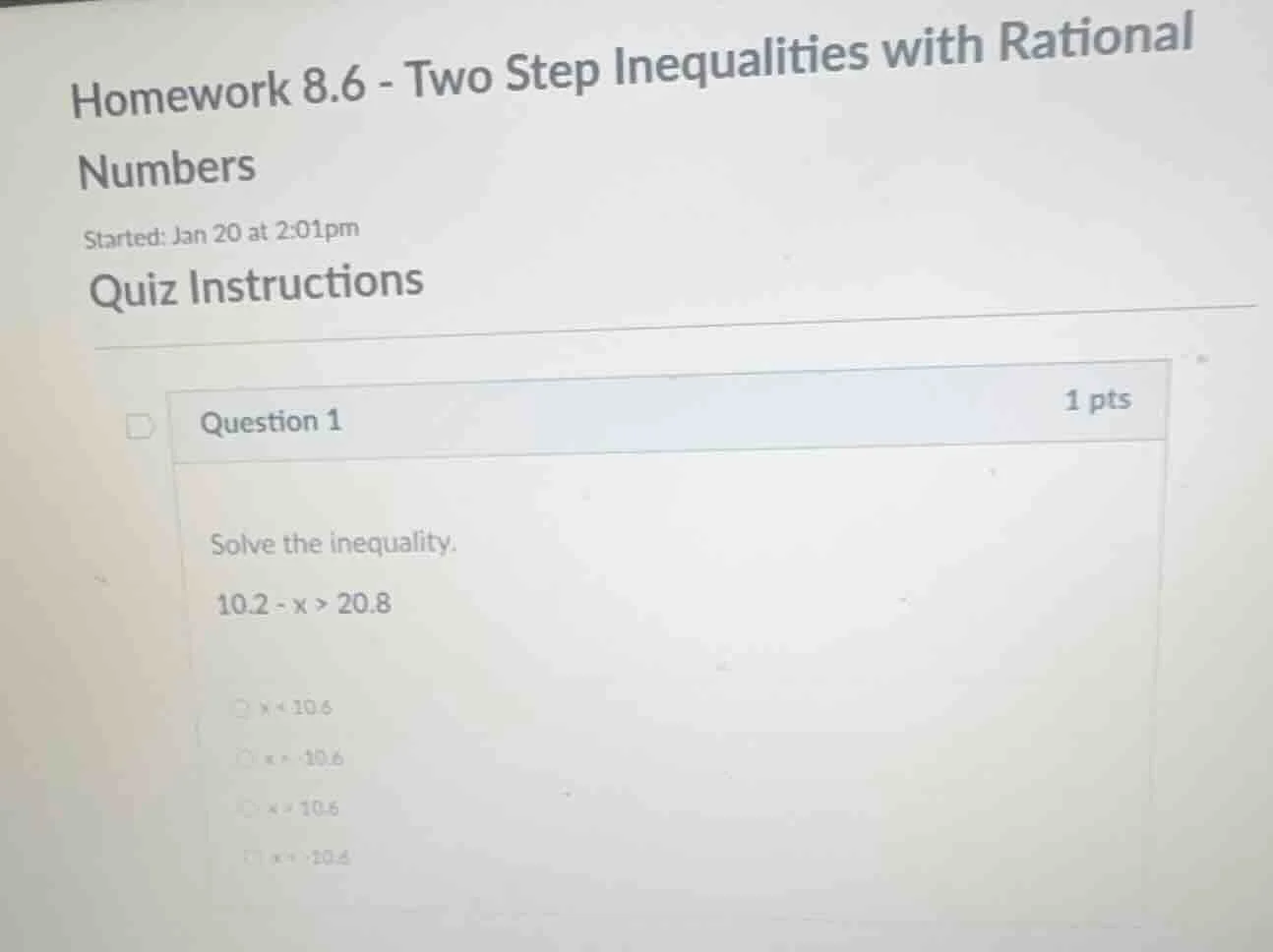 homework 8.6 - two step inequalities with rational numbers started: jan…