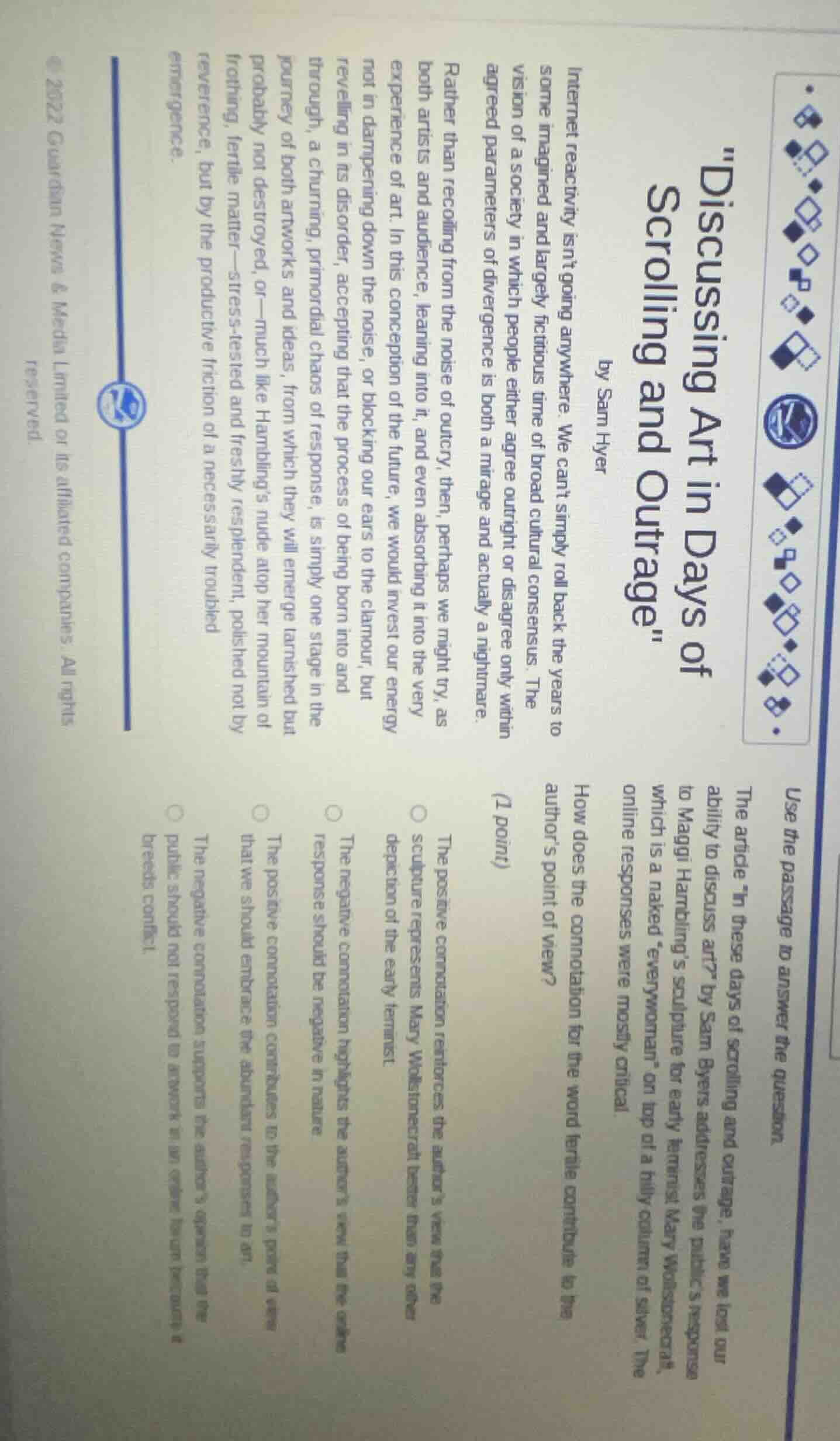 use the passage to answer the question. the article “in these days of s…