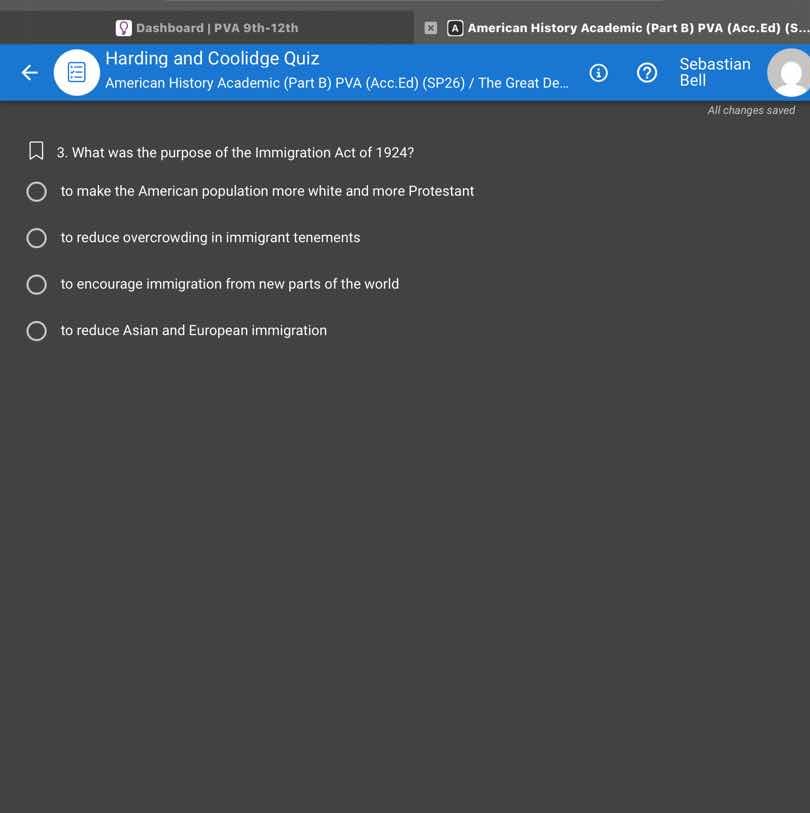 3. what was the purpose of the immigration act of 1924? to make the ame…