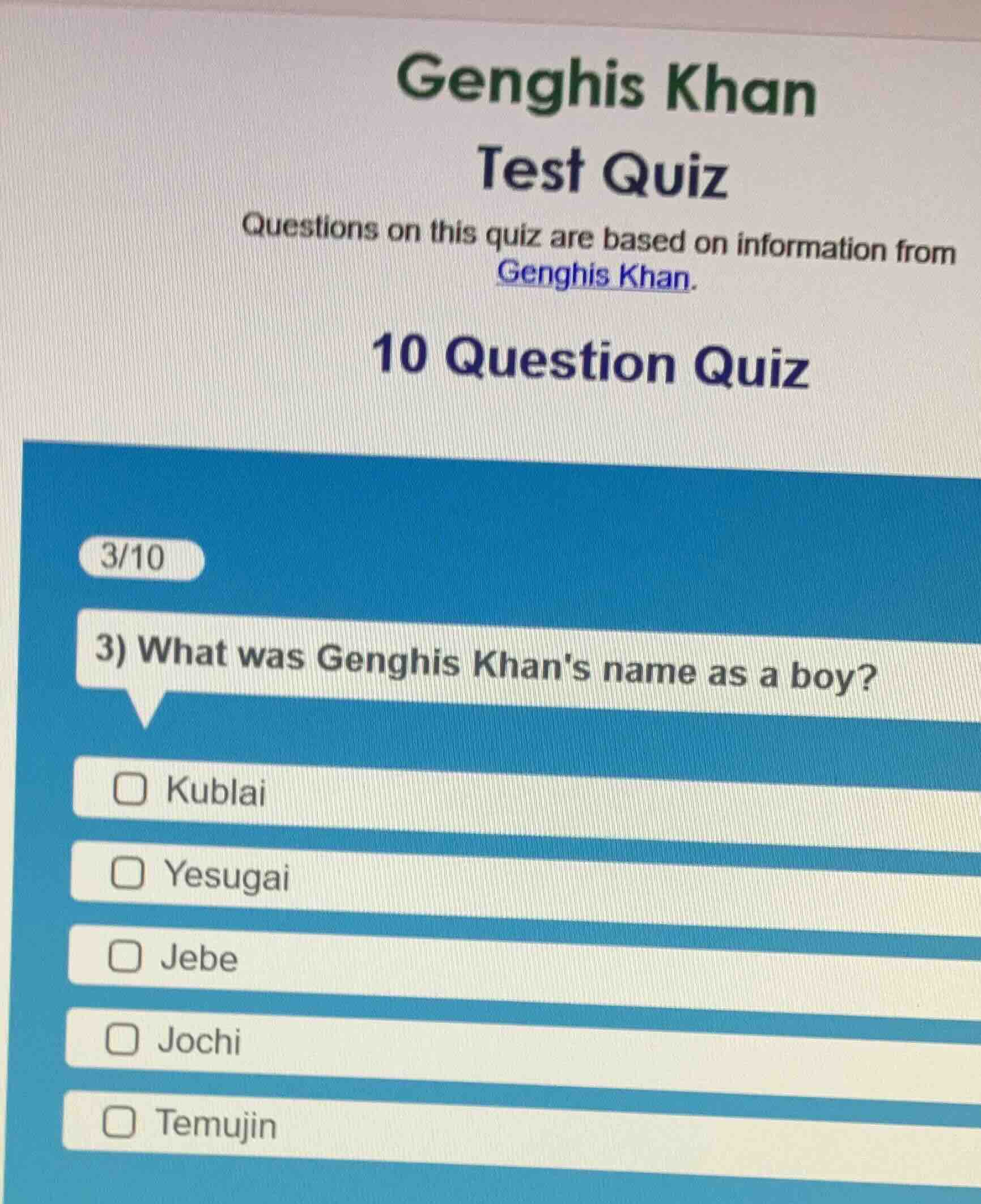 genghis khan test quiz questions on this quiz are based on information …