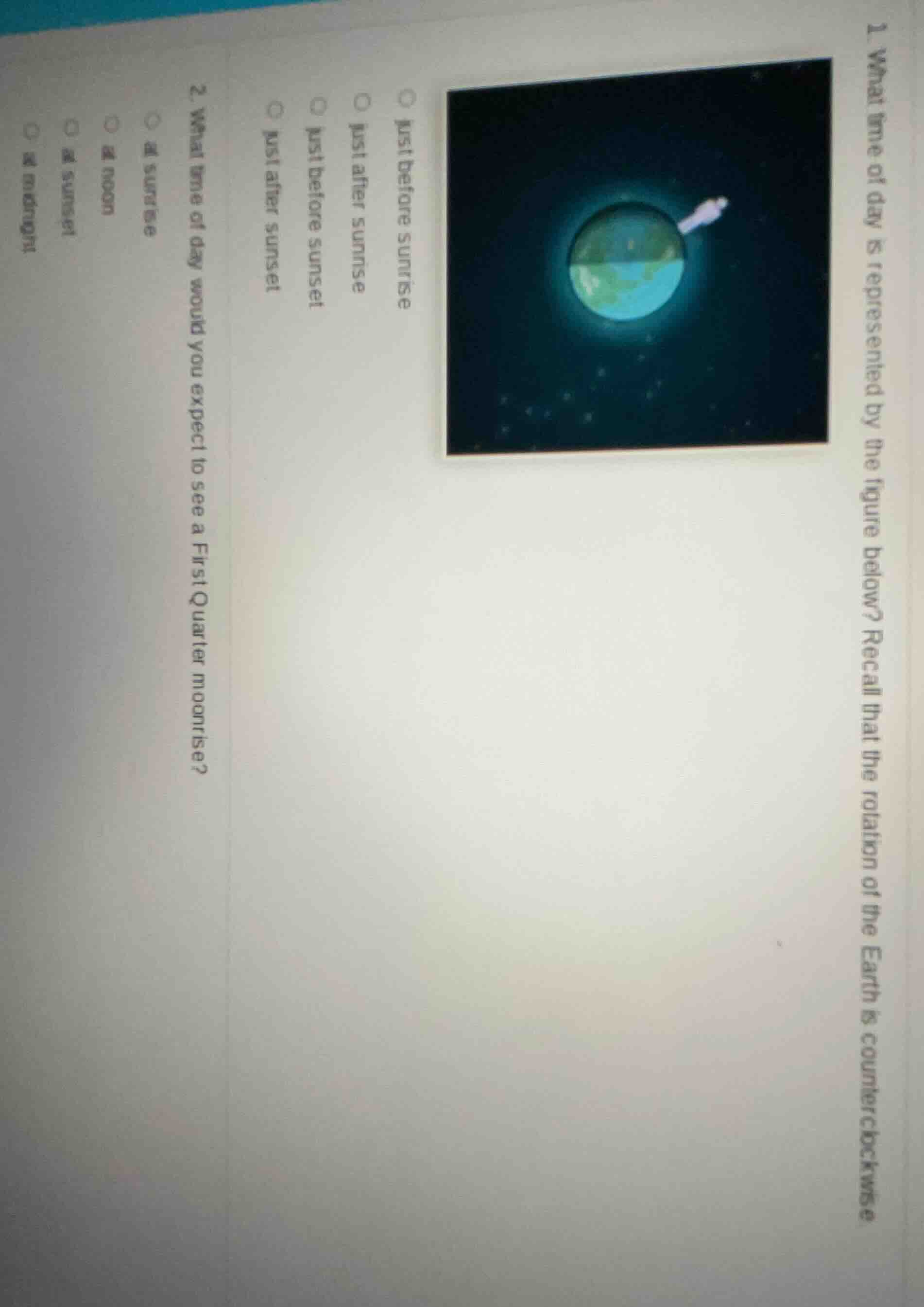 1. what time of day is represented by the figure below? recall that the…