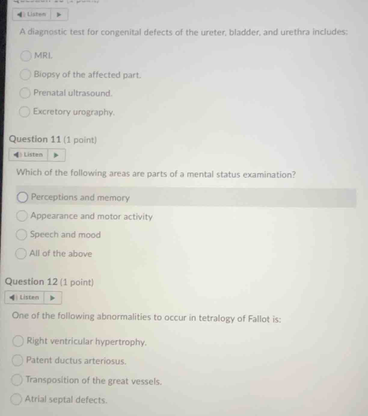 a diagnostic test for congenital defects of the ureter, bladder, and ur…
