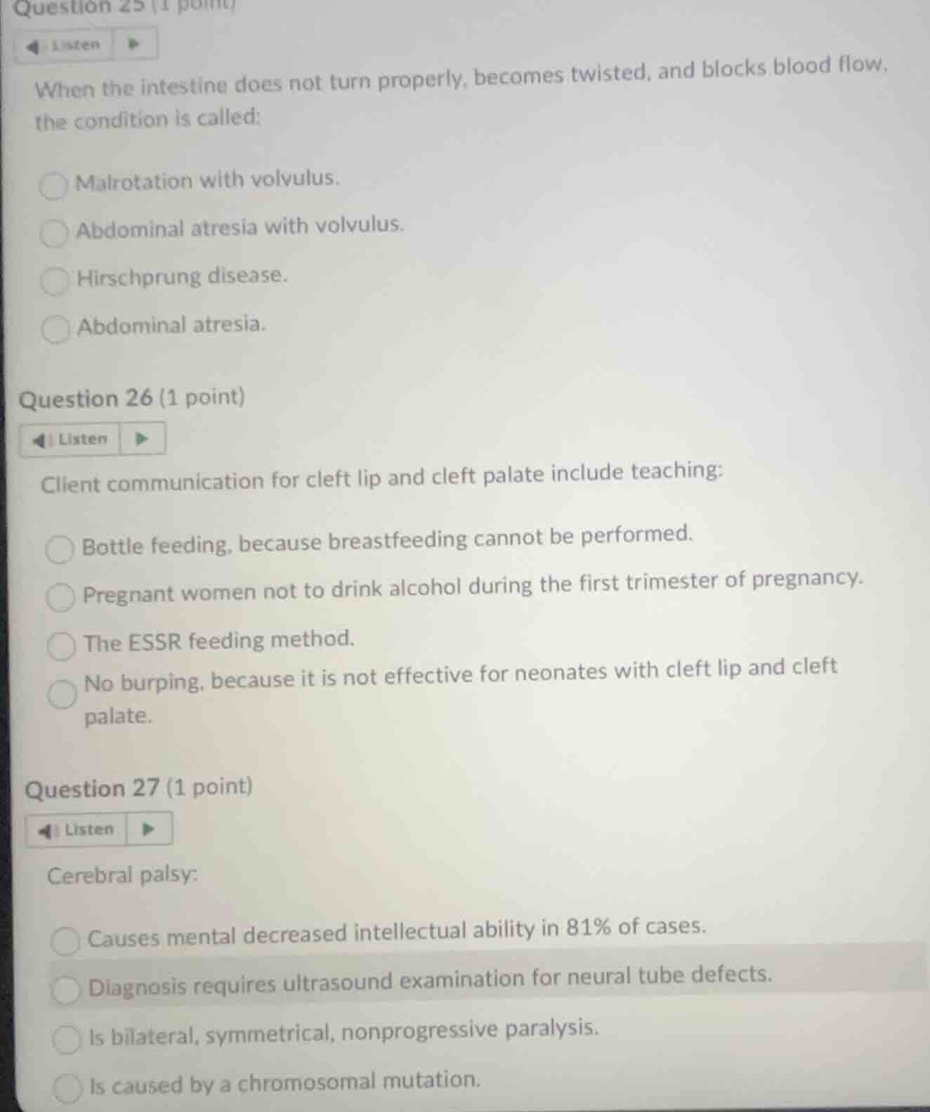question 25 (1 point) listen when the intestine does not turn properly,…