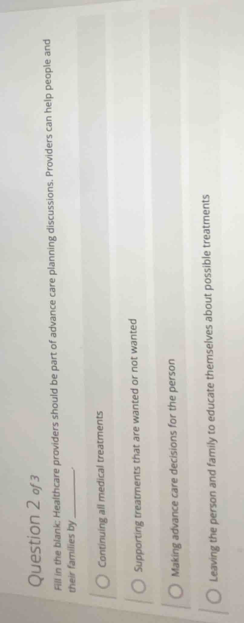question 2 of 3 fill in the blank: healthcare providers should be part …