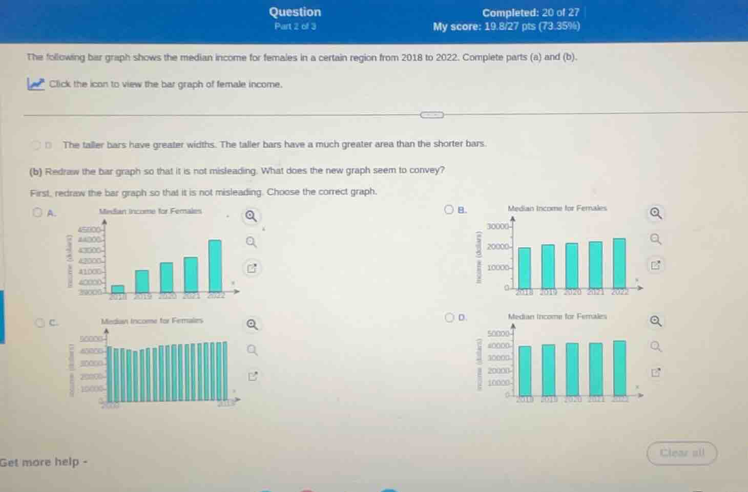 question part 2 of 3 completed: 20 of 27 my score: 19.8/27 pts (73.35%)…