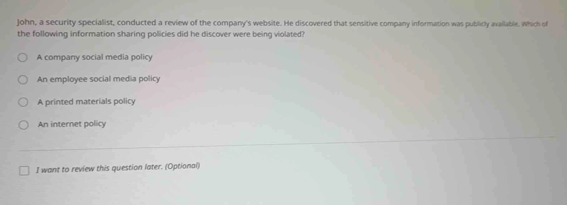john, a security specialist, conducted a review of the company’s websit…