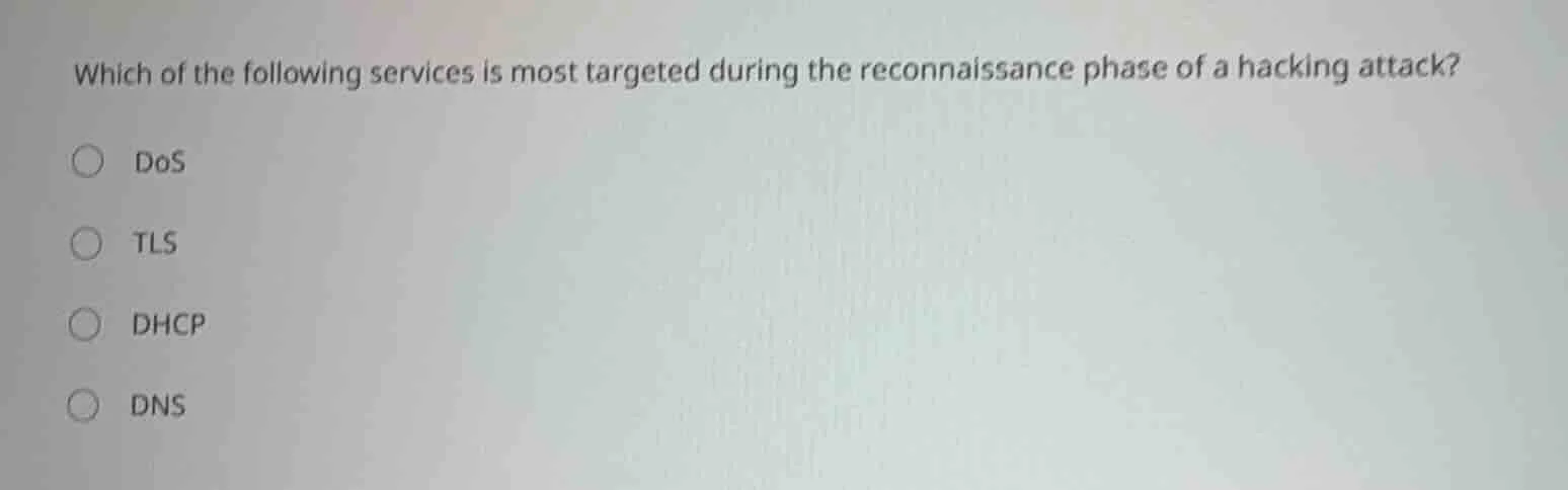 which of the following services is most targeted during the reconnaissa…