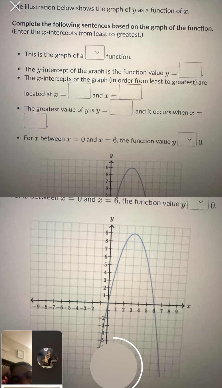 the illustration below shows the graph of ( y ) as a function of ( x ).…