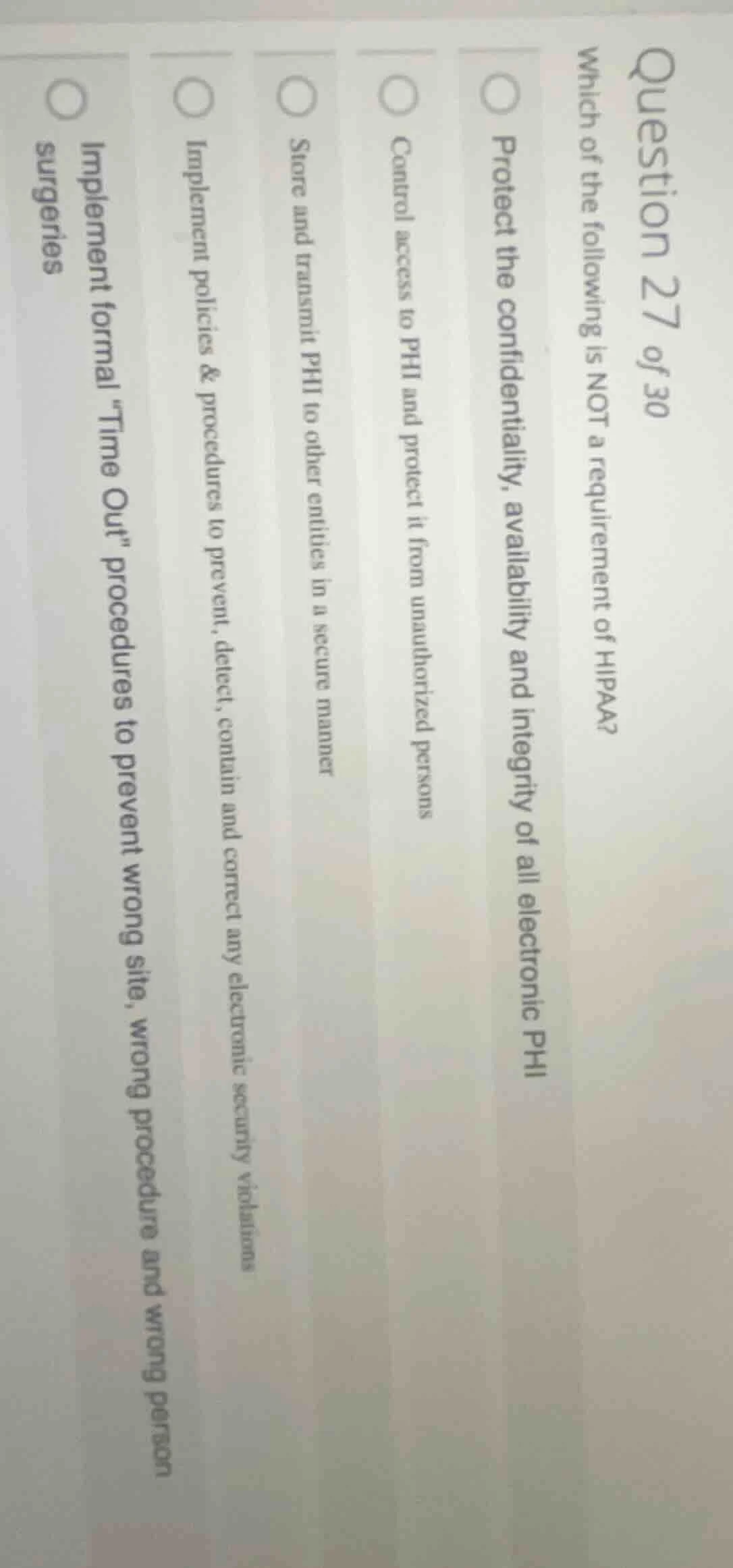 question 27 of 30 which of the following is not a requirement of hipaa?…