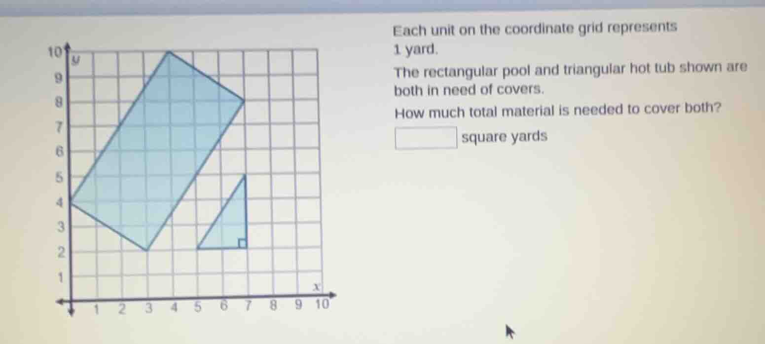 each unit on the coordinate grid represents 1 yard. the rectangular poo…