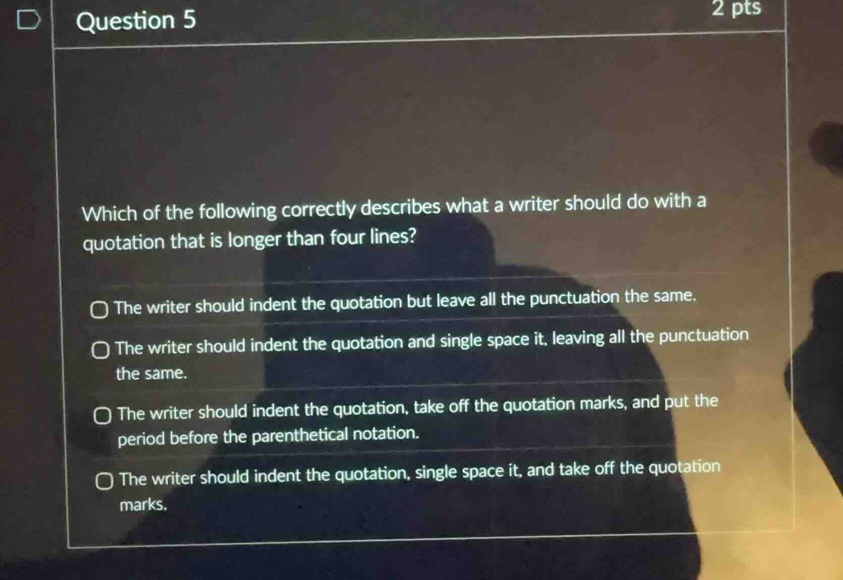 question 5 2 pts which of the following correctly describes what a writ…