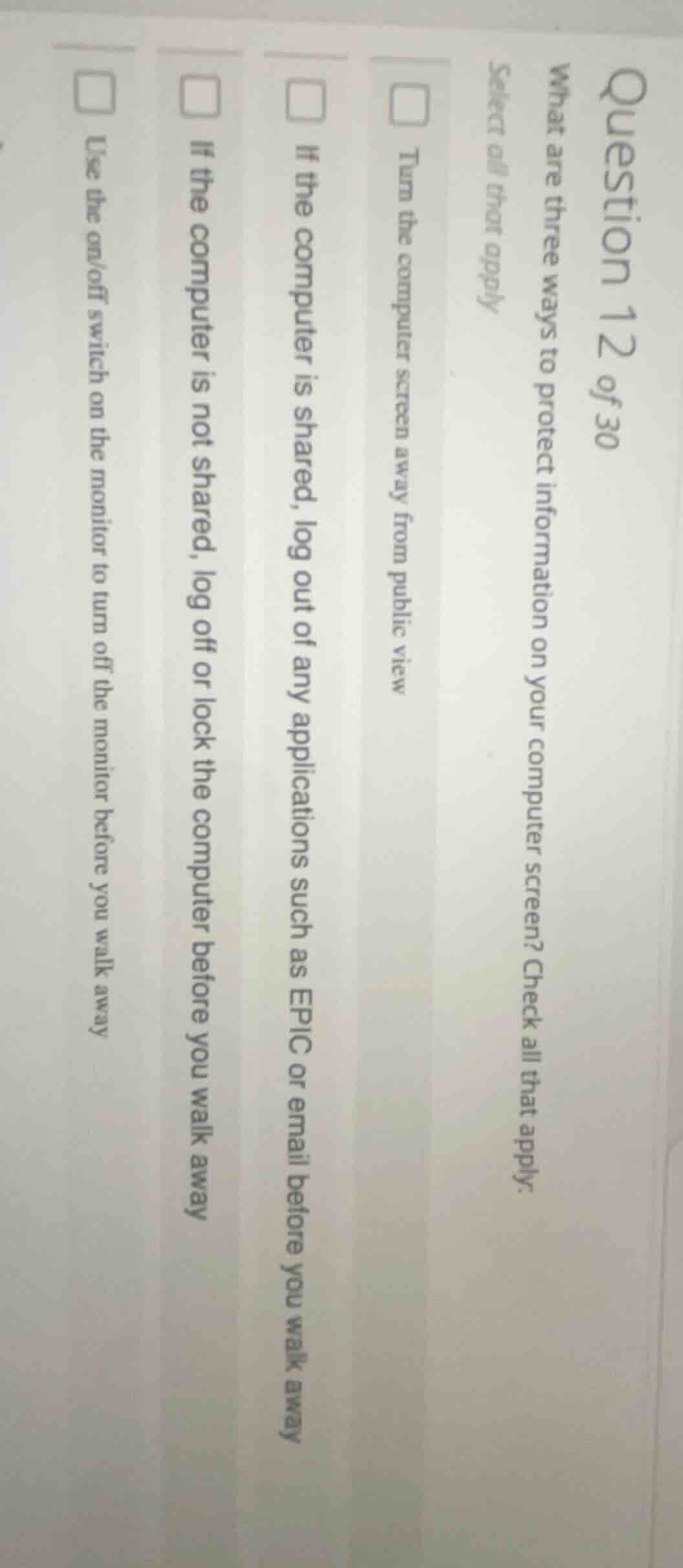 question 12 of 30 what are three ways to protect information on your co…