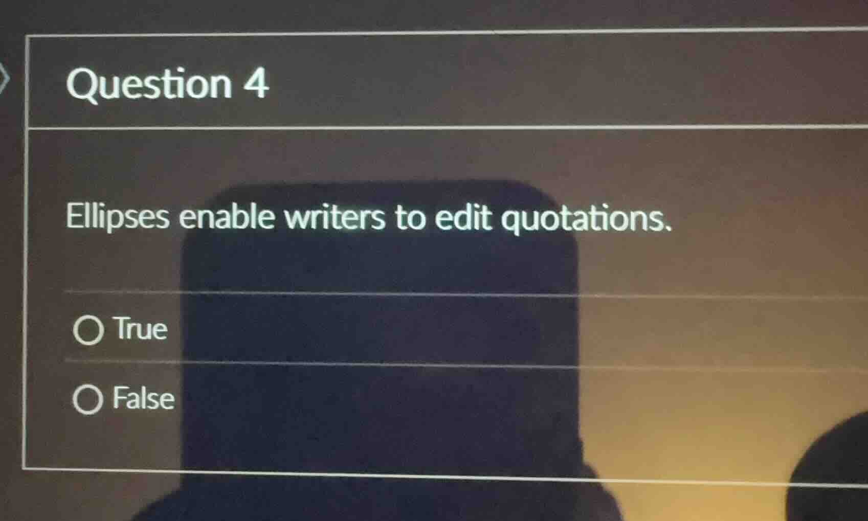 question 4 ellipses enable writers to edit quotations. true false