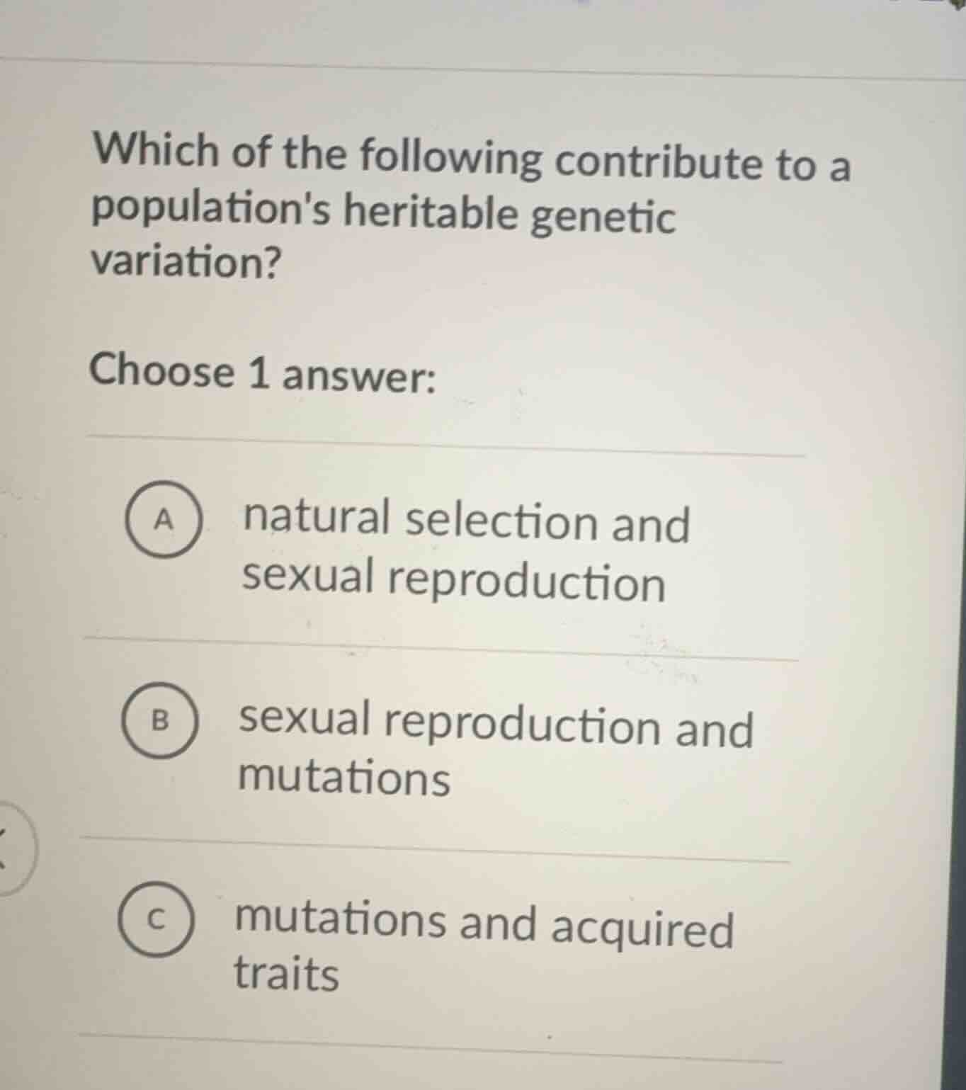 which of the following contribute to a populations heritable genetic va…
