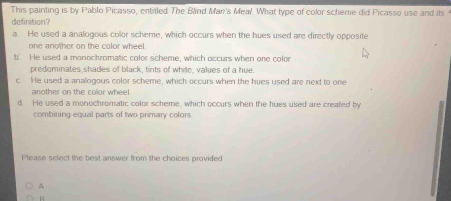 this painting is by pablo picasso, entitled the blind man’s meal. what …