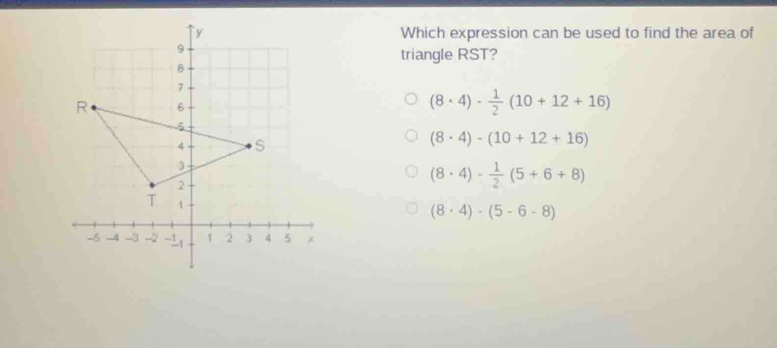which expression can be used to find the area of triangle rst? (8·4) - …