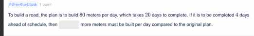 to build a road, the plan is to build 80 meters per day, which takes 20…