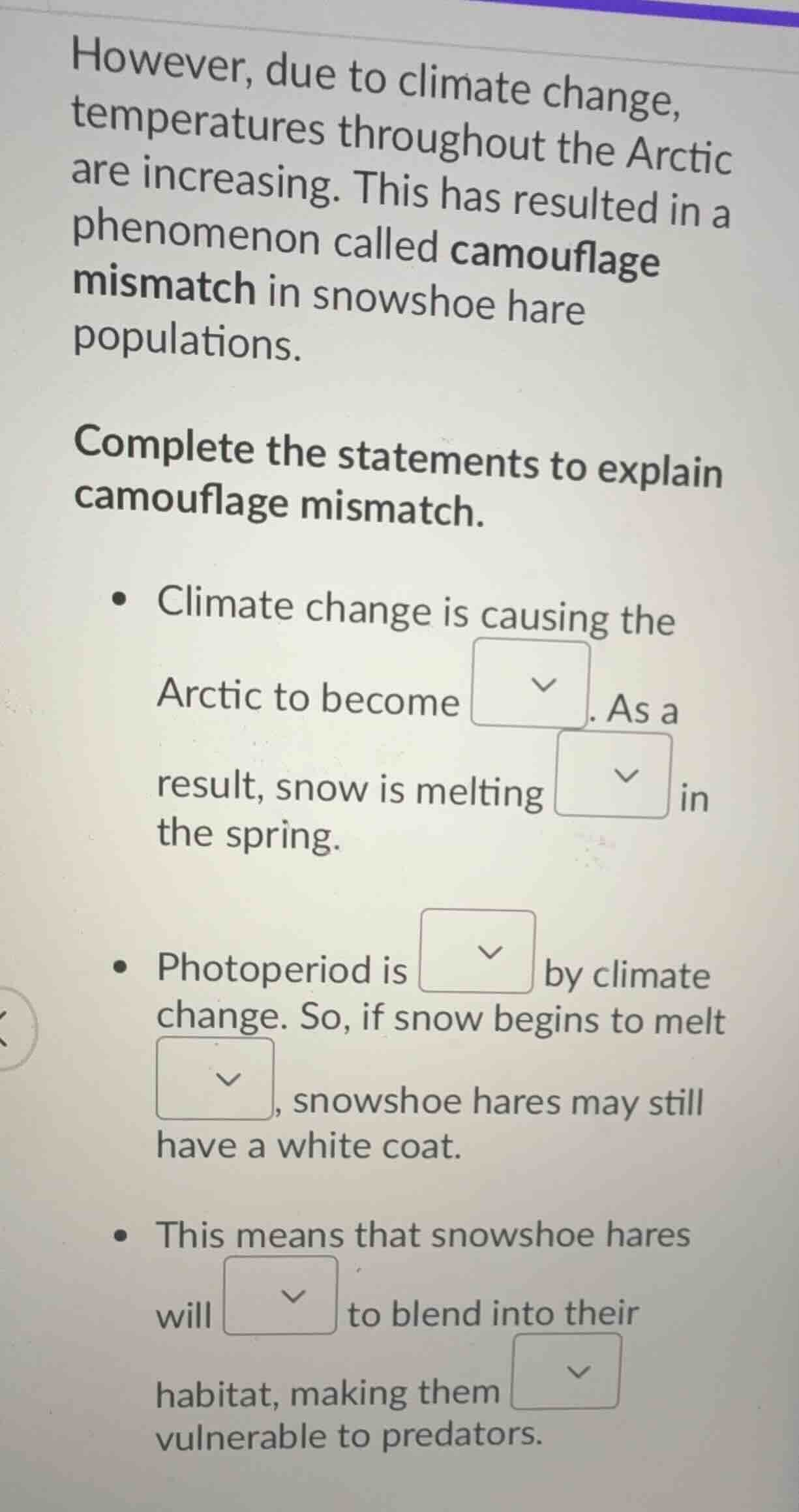 however, due to climate change, temperatures throughout the arctic are …