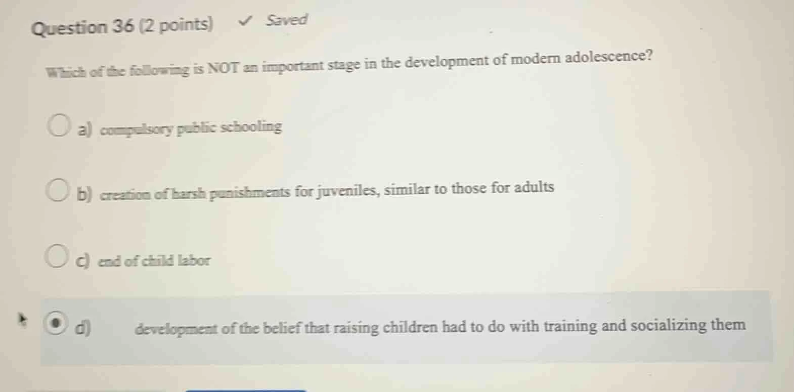 question 36 (2 points) ✔ saved which of the following is not an importa…