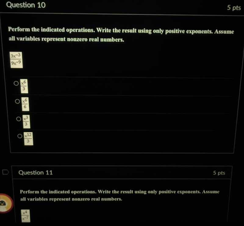 question 10 5 pts perform the indicated operations. write the result us…