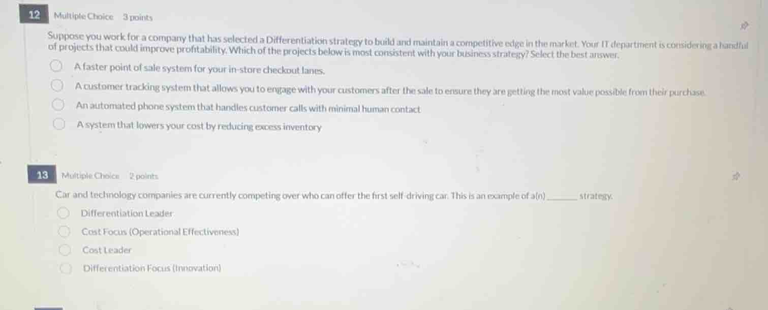 12 multiple choice 3 points suppose you work for a company that has sel…