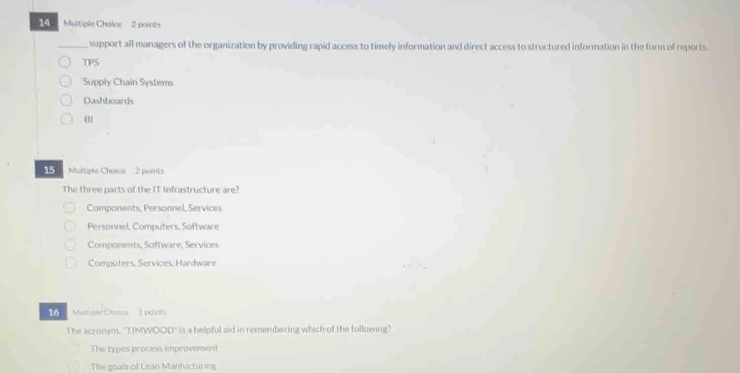14 multiple choice 2 points ______ support all managers of the organiza…