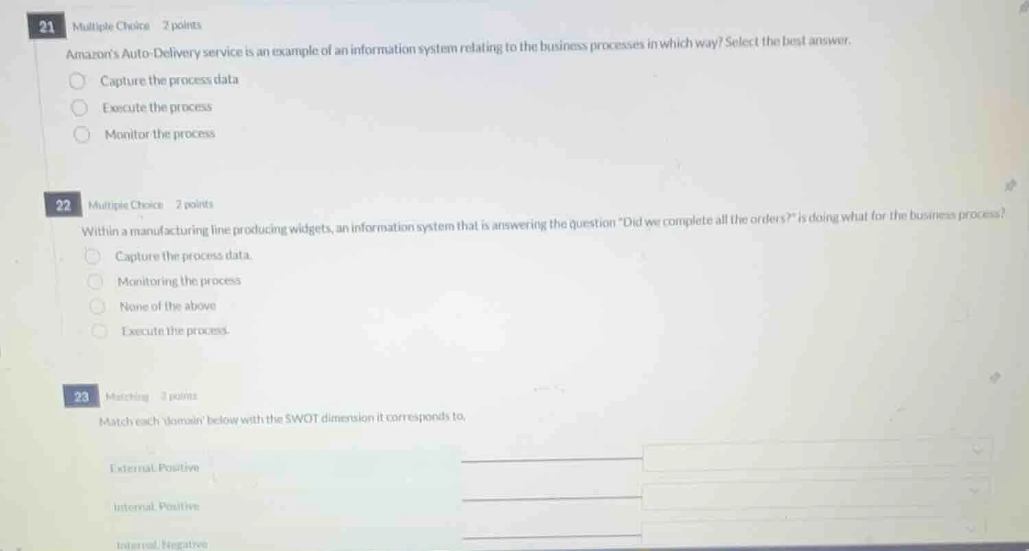 21 multiple choice 2 points amazons auto - delivery service is an examp…