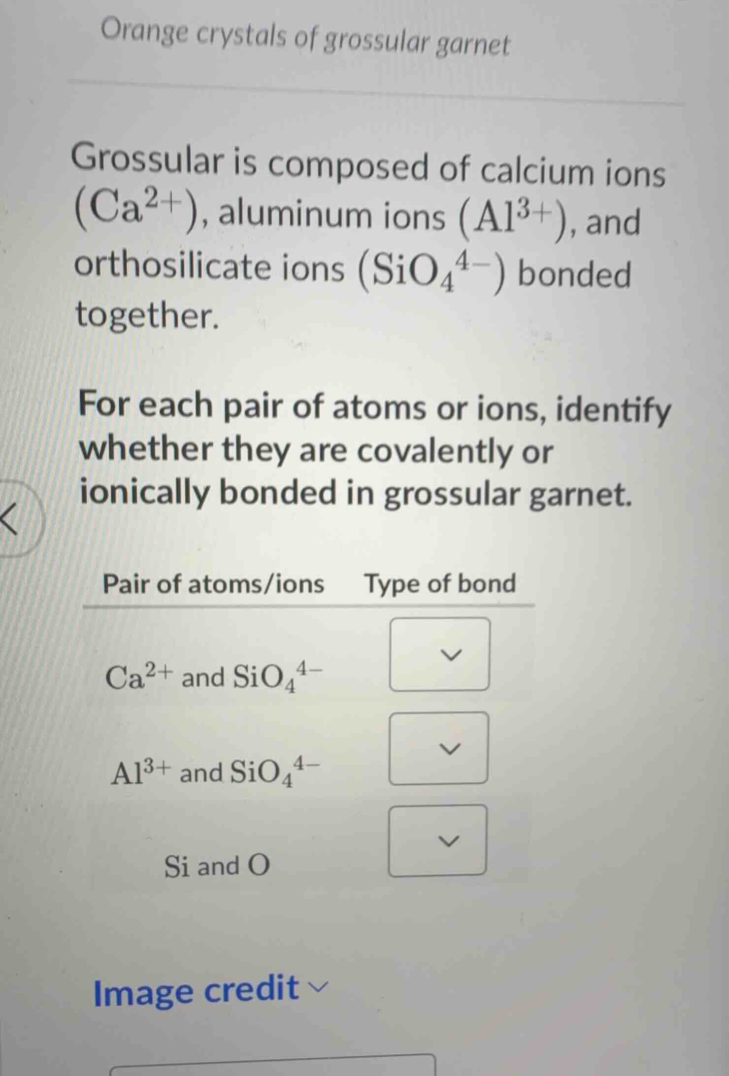 orange crystals of grossular garnet grossular is composed of calcium io…