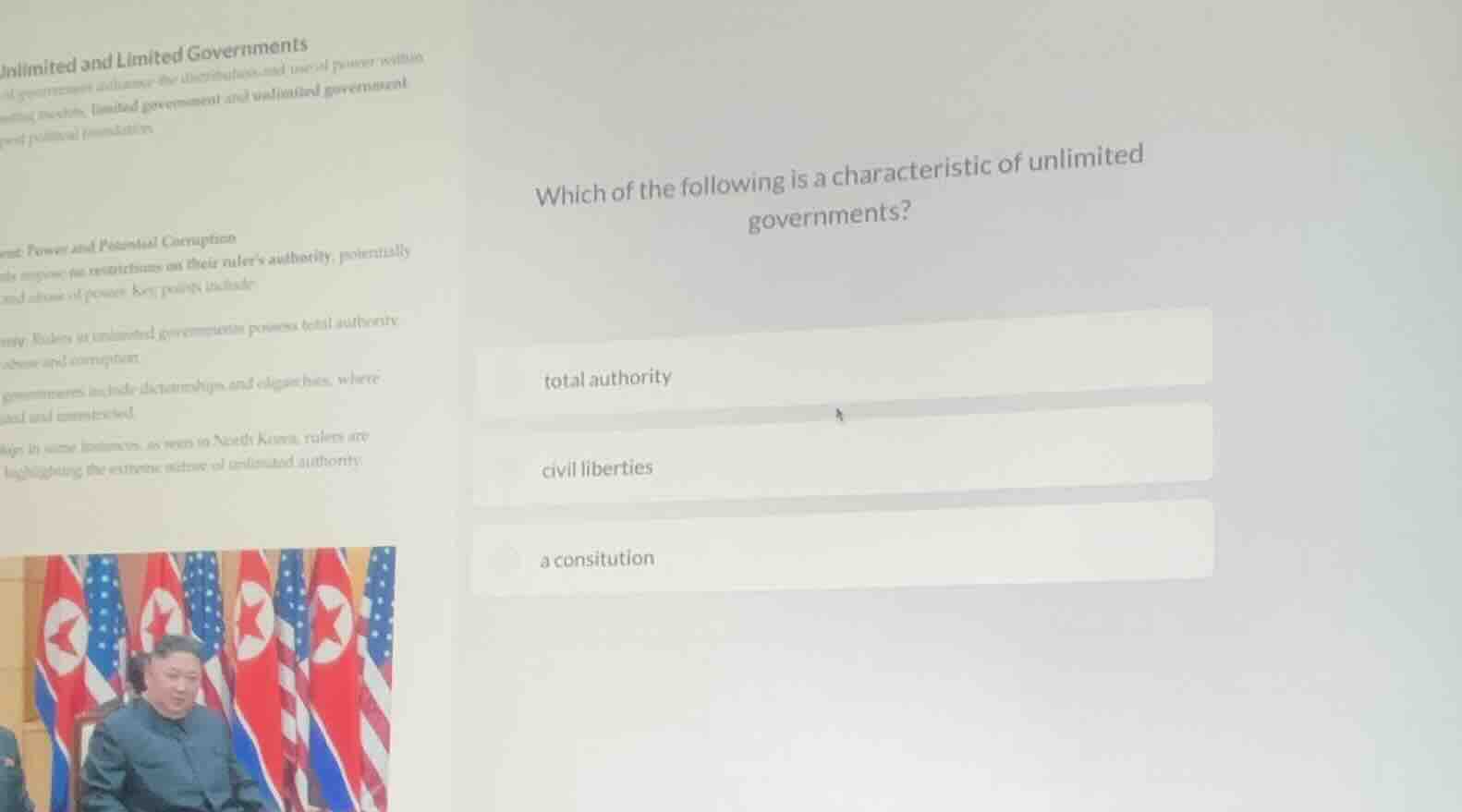 which of the following is a characteristic of unlimited governments? to…