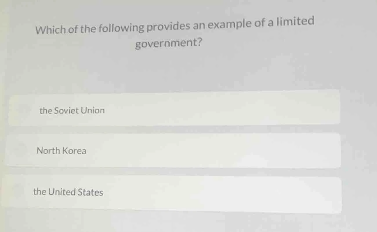 which of the following provides an example of a limited government? the…