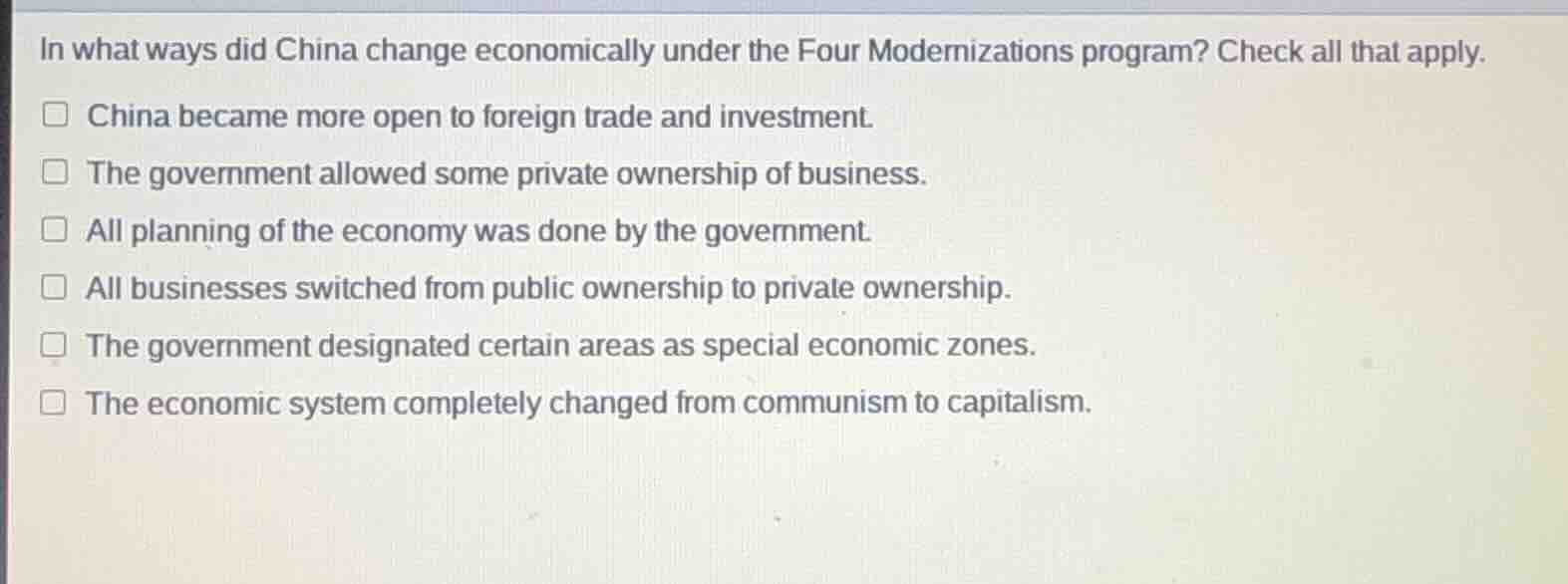 in what ways did china change economically under the four modernization…