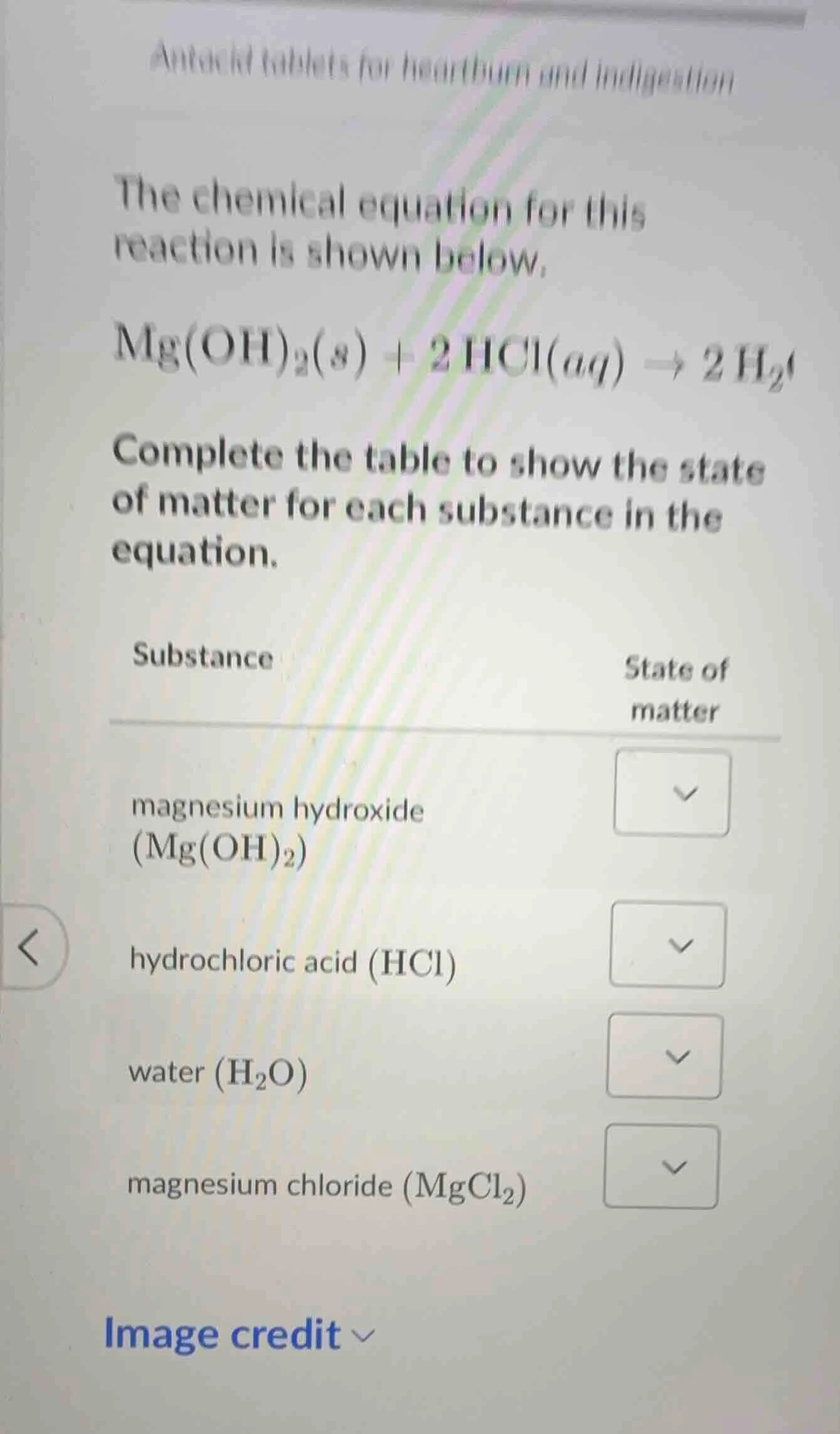 antacid tablets for heartburn and indigestion the chemical equation for…