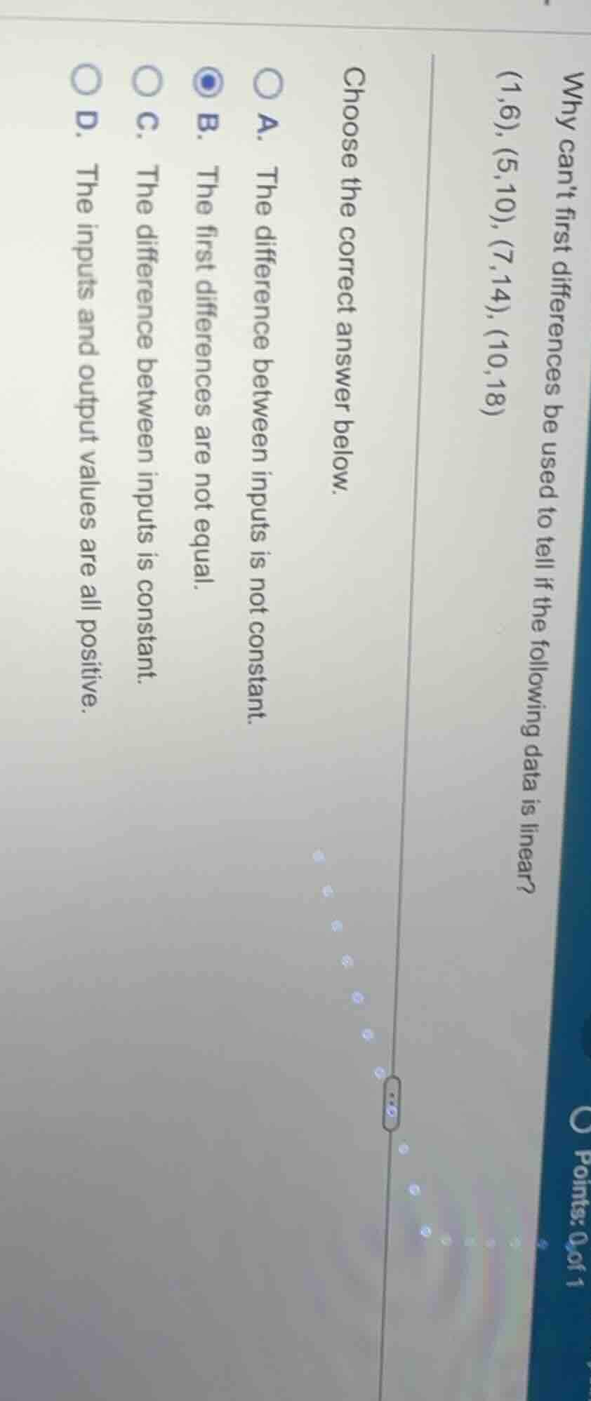 why cant first differences be used to tell if the following data is lin…
