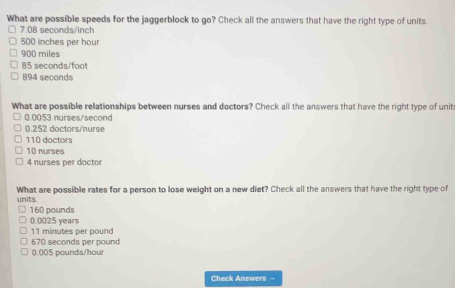 what are possible speeds for the jaggerblock to go? check all the answe…