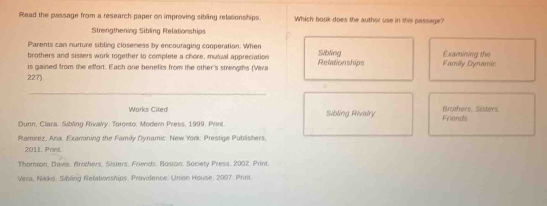 read the passage from a research paper on improving sibling relationshi…