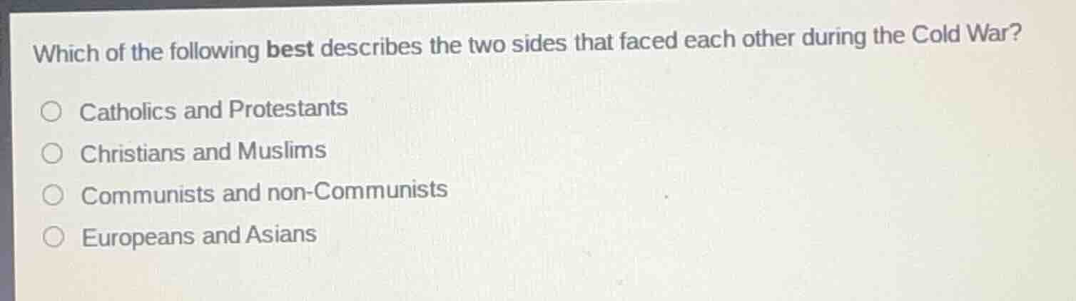 which of the following best describes the two sides that faced each oth…