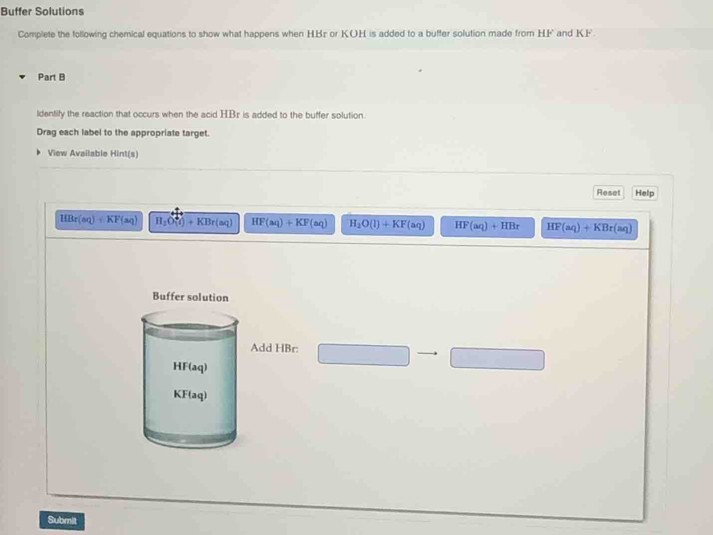 buffer solutions complete the following chemical equations to show what…