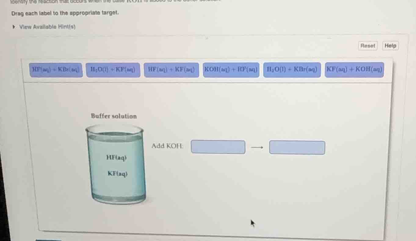 identify the reaction that occurs when the base koh is added to the buf…