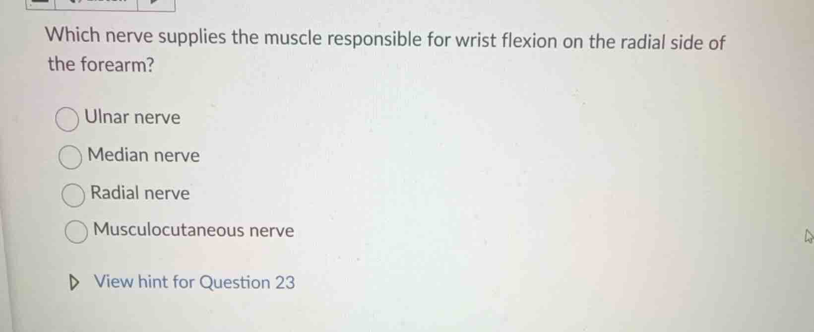 which nerve supplies the muscle responsible for wrist flexion on the ra…