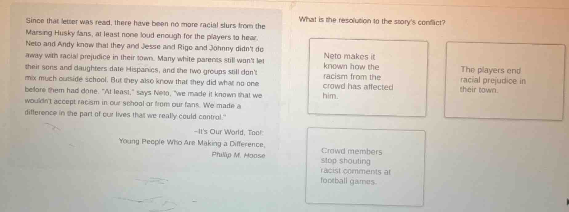 since that letter was read, there have been no more racial slurs from t…