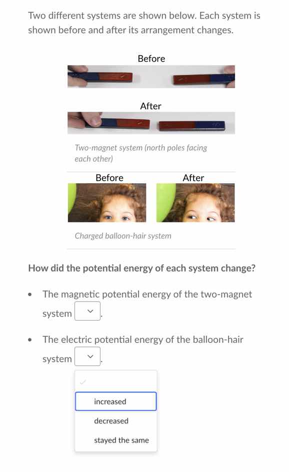 two different systems are shown below. each system is shown before and …