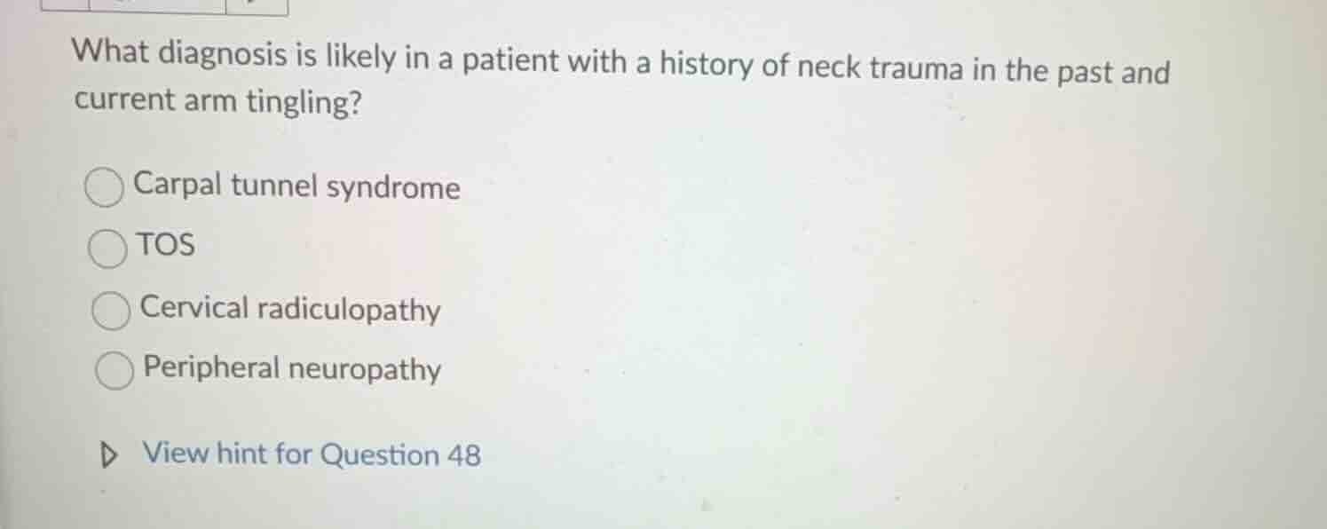 what diagnosis is likely in a patient with a history of neck trauma in …