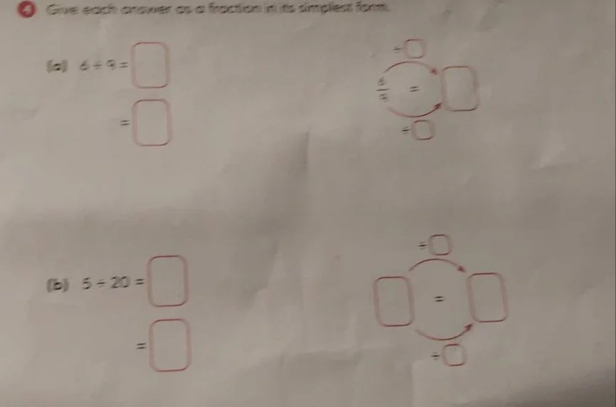 4 give each answer as a fraction in its simplest form. (a) $6\\div9=\\s…