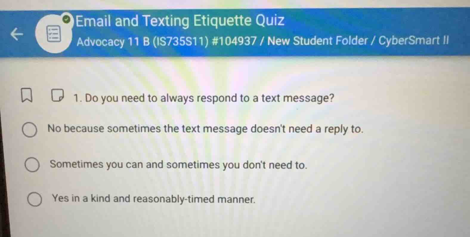 email and texting etiquette quiz advocacy 11 b (is735s11) #104937 / new…