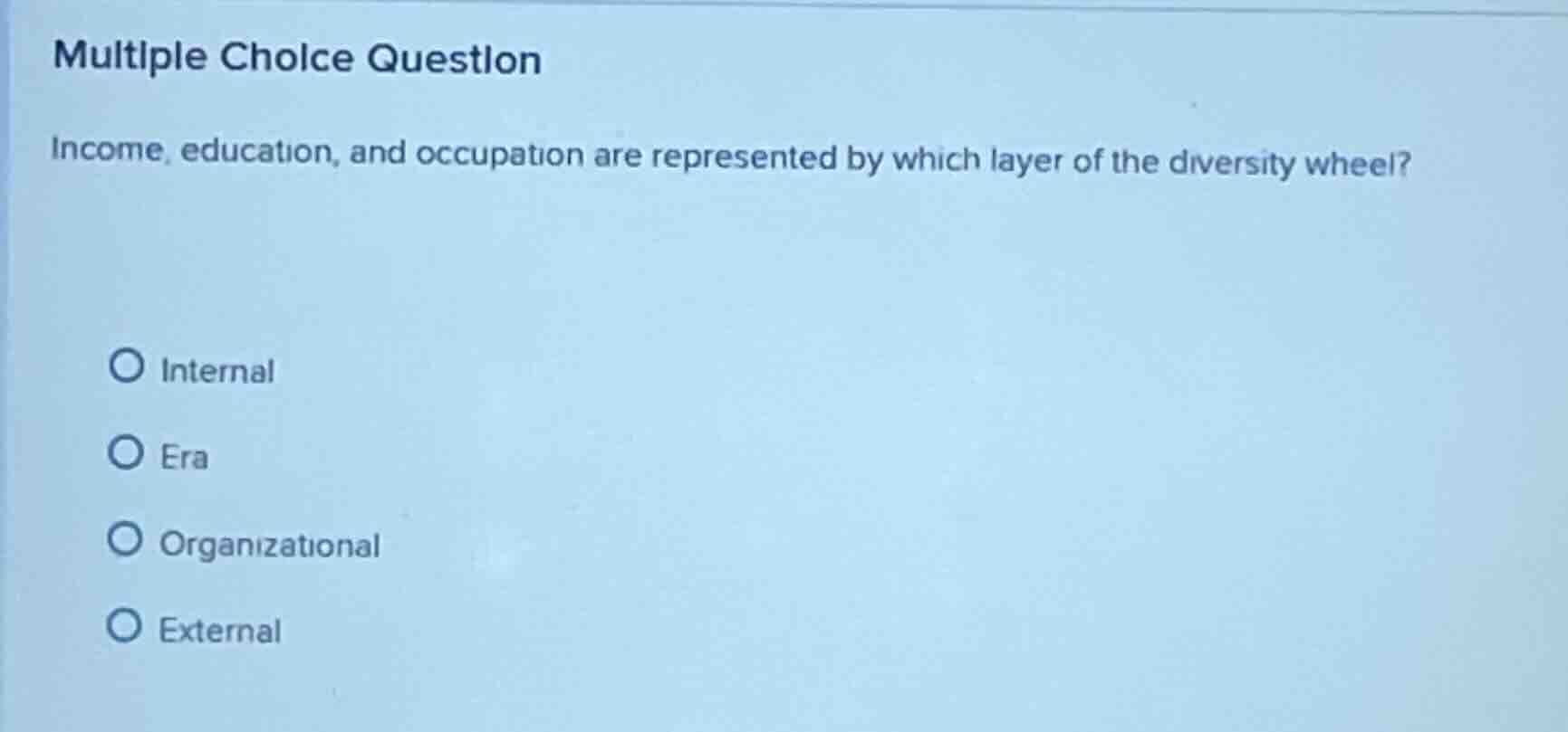multiple choice question income, education, and occupation are represen…